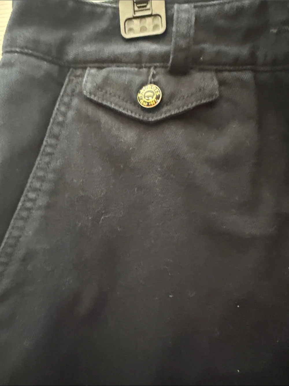 Talbots Black Pencil Skirt with Button Accent